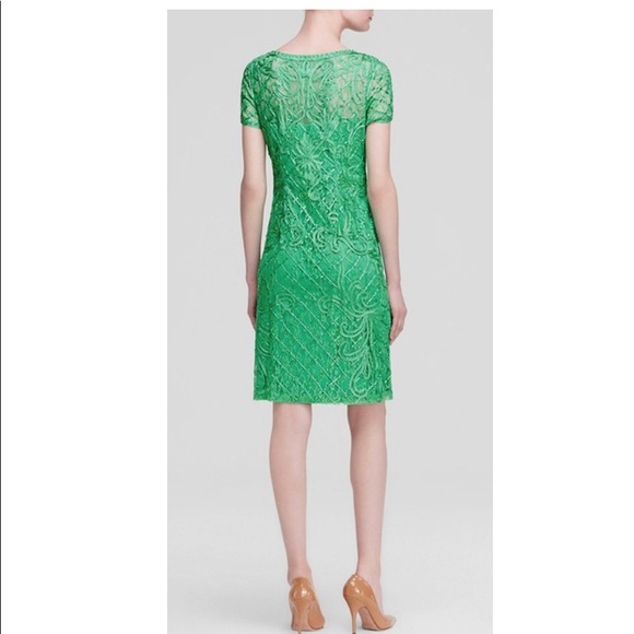 🎉 HP 🎉 NEW Sue Wong Embroidered Emerald Green Lace Sheath Cocktail Dress - Picture 7 of 9